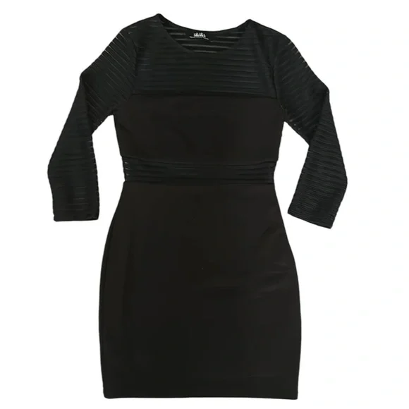 ✨NEW NWOT✨  Lulu’s Perfect Mesh Black Bodycon Dress - Large - Picture 5 of 8